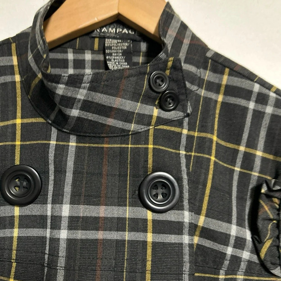 RAMPAGE Double Breasted Gray Plaid Jacket Women's Small Punk Grunge Preppy - Picture 3 of 16